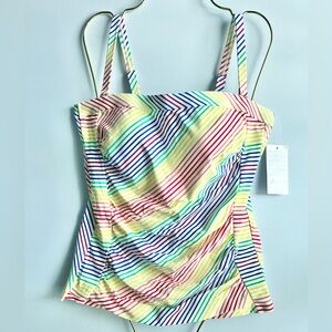 Lands’ End Women’s Electric Rainbow Stripe Tankini Top